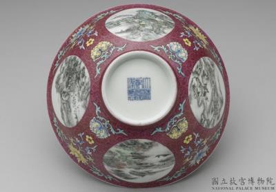 图片[3]-Bowl with landscapes of the four seasons on red ground in falangcai polychrome enamels, Qing dynasty, Qianlong reign (1736-1795)-China Archive